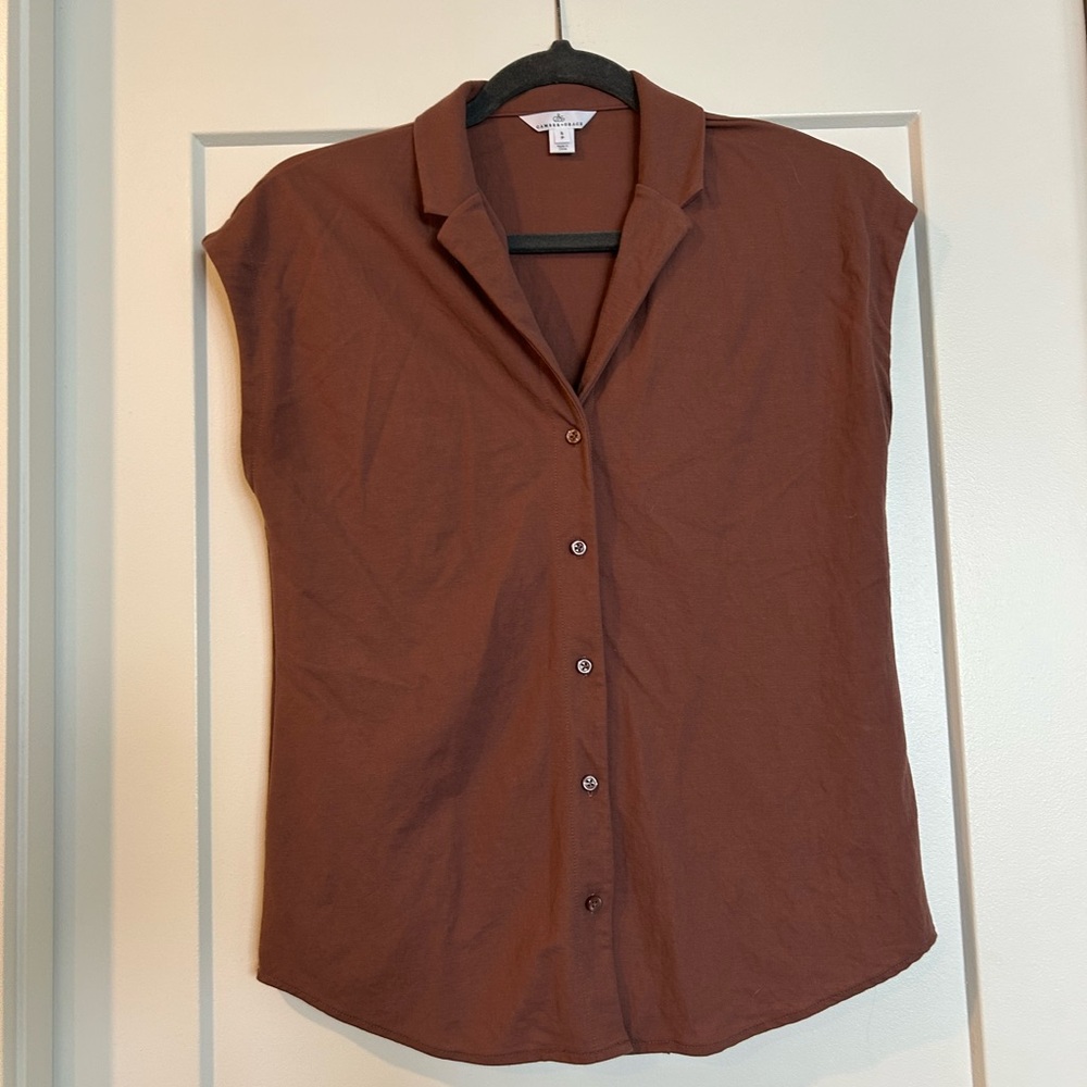 Rust Coloured Button-Up Women's Top